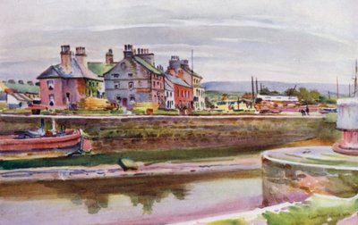 Glasson, on the Lune (färg litho) av Albert Woods