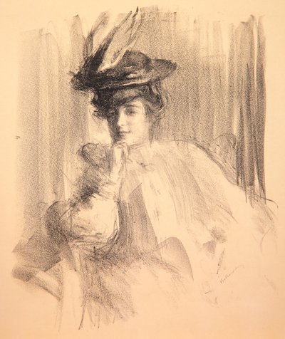 Lili med en fjäderhatt, 1907 av Albert de Belleroche