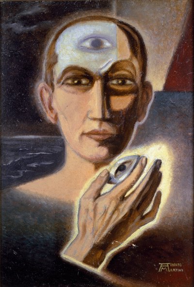 Ögat och den mänskliga anden (olja på duk) av Alberto Martini