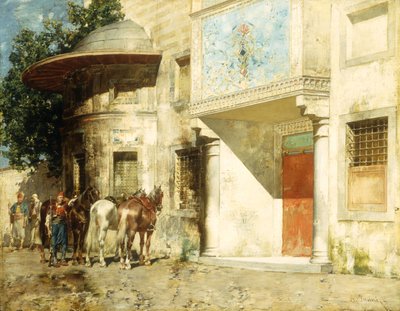Utanför moskén, av Alberto Pasini