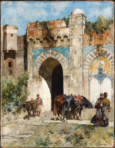 Watering the Horses, 1880 av Alberto Pasini