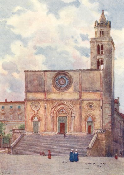 Katedralen i Todi (färglitografi) av Alberto Pisa
