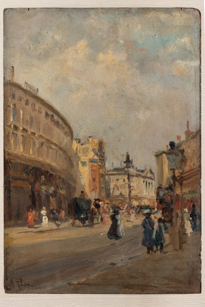 Regent Street (olja på pannå) av Alberto Pisa