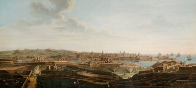 En av en uppsättning av sju vyer över Valletta, Malta och dess omgivningar, ca 1753 (olja på duk) av Alberto Pullicino
