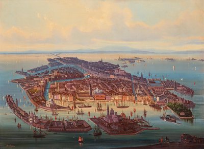 Flygfoto över Venedig, 1867. av Alberto Rieger