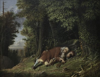 Rip Van Winkle som sover, 1879-80 (olja på canvas) av Albertus D.O Browere