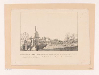 Prinsessan Marianne och hennes man Prins Alberts inresa till Utrecht 1830 H.H.K.K.H.H.s högtidliga inträde. Prins och prins Albert av Preussen i Utrecht den 2 oktober 1830 (titel på objekt) av Albertus Verhoesen