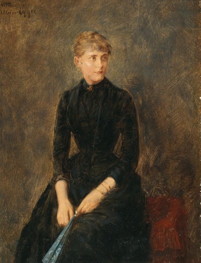 Porträtt av sångaren Hedwig Helbig 1869-1951, ca. 1889. av Albin Egger Lienz
