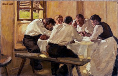 Repas, la soup (version 2) (Lunch (The Soup, Version II) Målning av Albin Egger Lienz (1868-1926), olja på duk av Albin Egger Lienz
