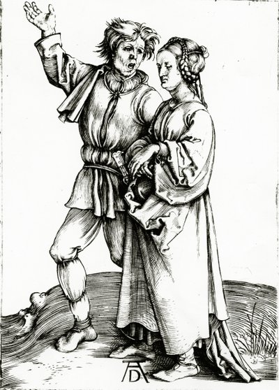 Ett rustikt par, graverad av Johannes Wierix, c.1565 (gravyr) av Albrecht (after) Durer or Duerer