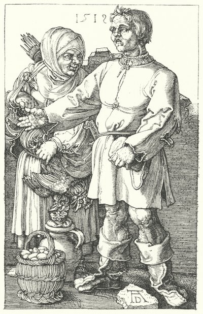 Bönder som säljer sina produkter av Albrecht (after) Durer or Duerer