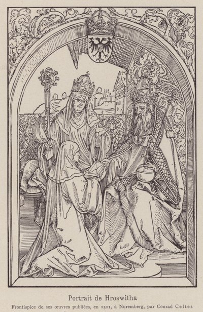 Hrotsvitha av Gandersheim av Albrecht (after) Durer or Duerer
