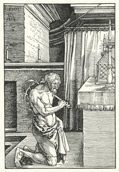 Kung David gör botgöring (gravyr) av Albrecht (after) Durer or Duerer