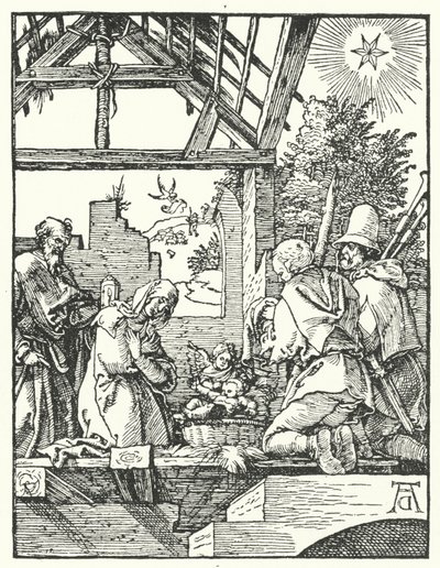 Herdarnas tillbedjan (gravyr) av Albrecht (after) Durer or Duerer