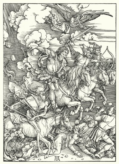 The Four Horsemen of the Apocalypse (gravyr) av Albrecht (after) Durer or Duerer