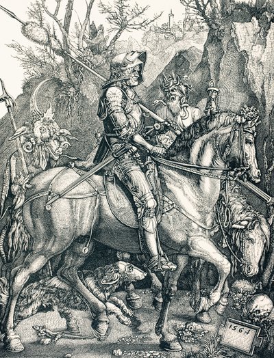 Dödens riddare, ca 1880 (gravyr) av Albrecht (after) Durer or Duerer