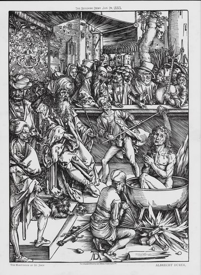 Den helige Johannes martyrskap (gravyr) av Albrecht (after) Durer or Duerer
