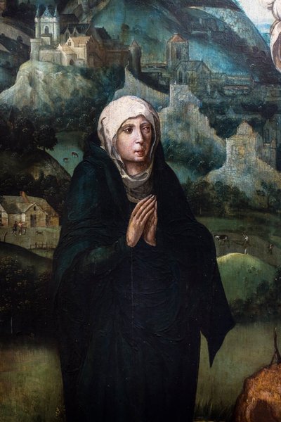 Kristus på korset mellan Jungfru Maria och S:t Johannes av Albrecht (workshop of) Bouts