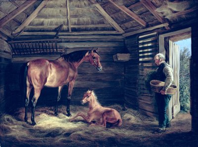 Engelsk sto med sina föl, 1833 av Albrecht Adam