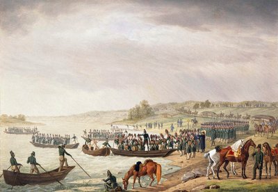 Den italienska kåren Eugene de Beauharnais korsar Niemen den 30 juni 1812, 1815. av Albrecht Adam