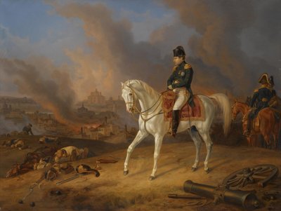 Napoleon Bonaparte före den brinnande staden Smolensk av Albrecht Adam
