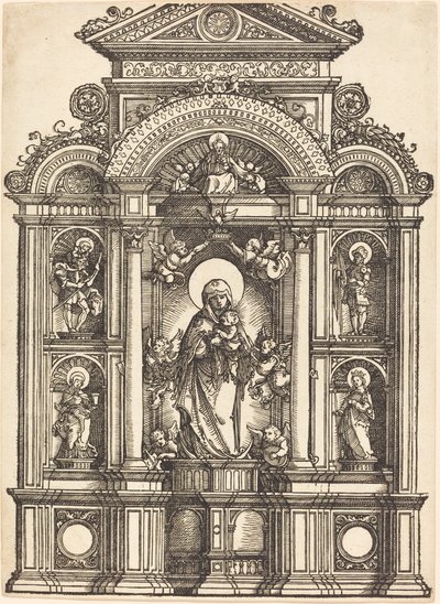 Altare med jungfrun och barnet och de heliga Christopher, Barbara, George och Catherine av Albrecht Altdorfer