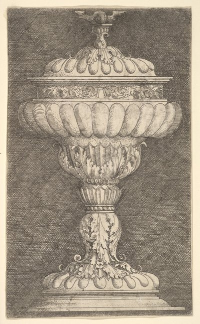 Täckt bägare med en bevingad boll på toppen.n.d. av Albrecht Altdorfer