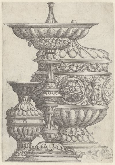 Tre dekorerade bägare Vaser, kannor och bägare (serietitel) av Albrecht Altdorfer