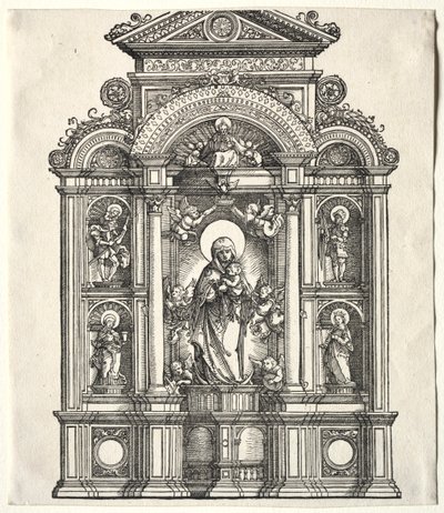 Stort altare med Jungfrun, i en gräns mot SS. Christopher, George, Barbara, Catherine av Albrecht Altdorfer