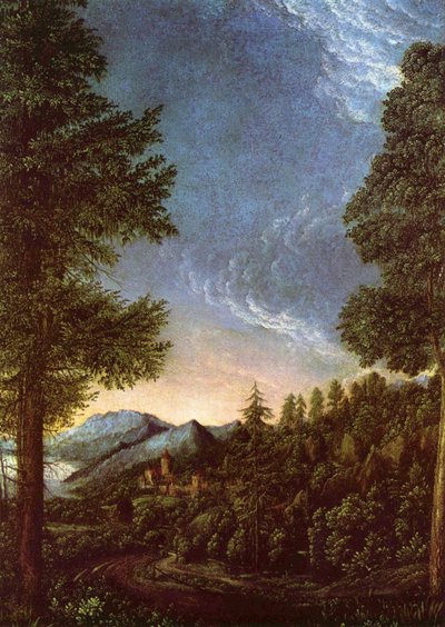 Landskap längs Donau nära Regensburg av Albrecht Altdorfer