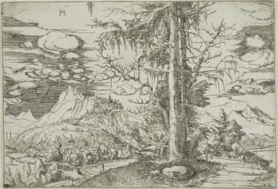 Landskap med en dubbel gran av Albrecht Altdorfer
