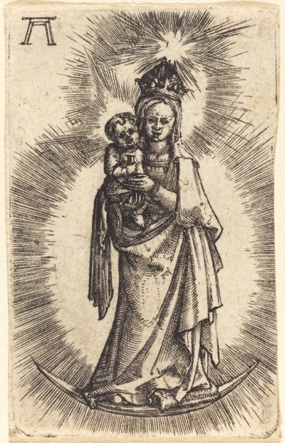 Madonna och barn står med en halvmåne av Albrecht Altdorfer
