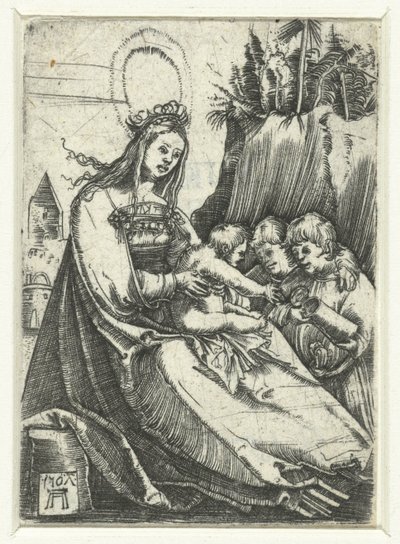Maria med Kristusbarnet och två pojkar av Albrecht Altdorfer