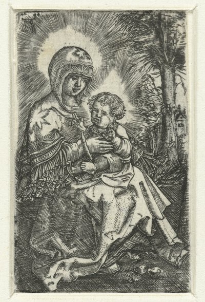 Maria träffade snäll i landskapet Vackra Maria av Regensburg av Albrecht Altdorfer