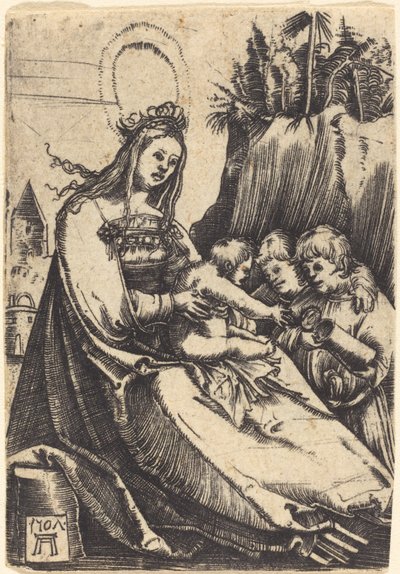 Mary med barn och två pojkar av Albrecht Altdorfer