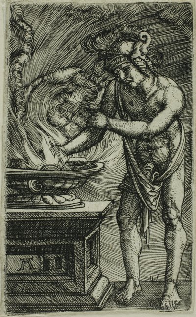 Mucius Scaevola Bränner sin hand av Albrecht Altdorfer