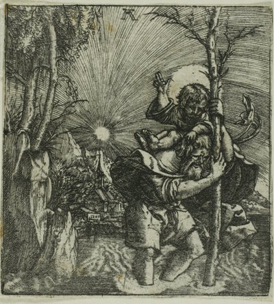 Sankt Kristoffer bärande på Jesusbarnet av Albrecht Altdorfer