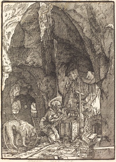 Saint Hieronymus i en grotta av Albrecht Altdorfer