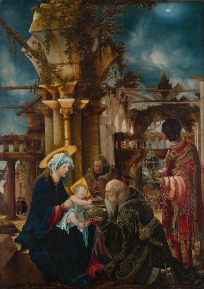 De vises tillbedjan, ca 1530-35 (blandteknik på lindträ) av Albrecht Altdorfer