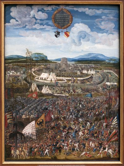 Slaget vid Alexander. Alexander III av Makedoniens seger sa att den store (356-323 f.Kr.) över Darius III Codoman (omkring 380-330 f.Kr.), kung av perser, till Issos (nära dagens Iskenderun, Turkiet) 333 f.Kr. Målning av Albrecht Altdorfer (1480-153 av Albrecht Altdorfer