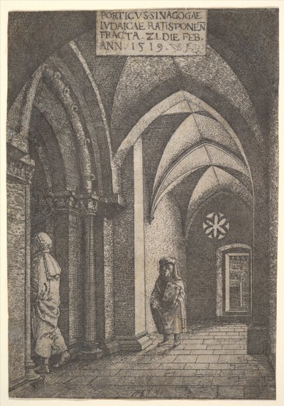 Entréhallen till Regensburg synagoga, 1519. av Albrecht Altdorfer