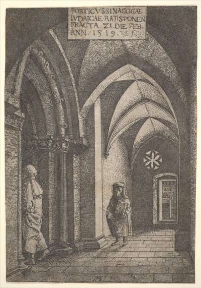 Entréhallen till Regensburg synagoga, 1519. av Albrecht Altdorfer