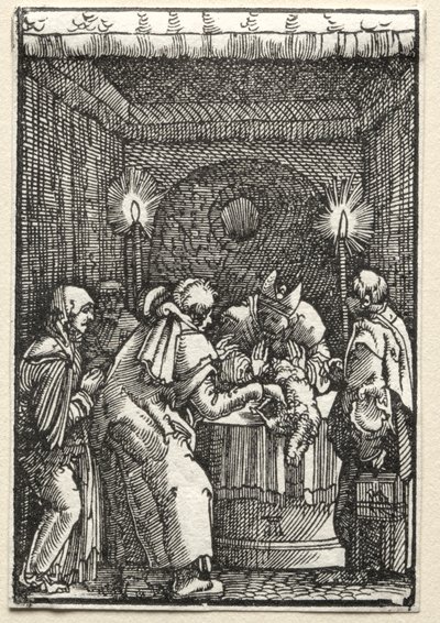 Människans fall och återlösning: Joachims offer förkastat av översteprästen, ca. 1515. av Albrecht Altdorfer