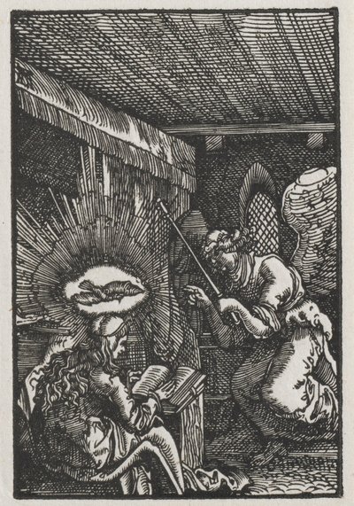 Människans fall och återlösning: tillkännagivandet, ca. 1513. av Albrecht Altdorfer