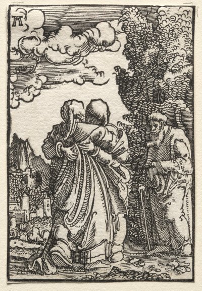 Människans fall och återlösning: besöket, ca. 1515. av Albrecht Altdorfer