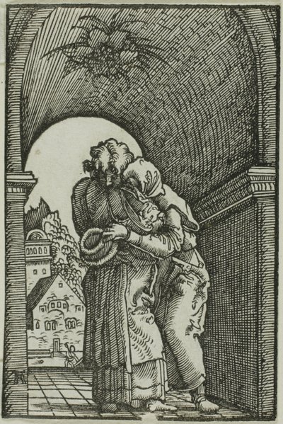 Mötet mellan Joachim och Anne, från Människans fall och återlösning av Albrecht Altdorfer