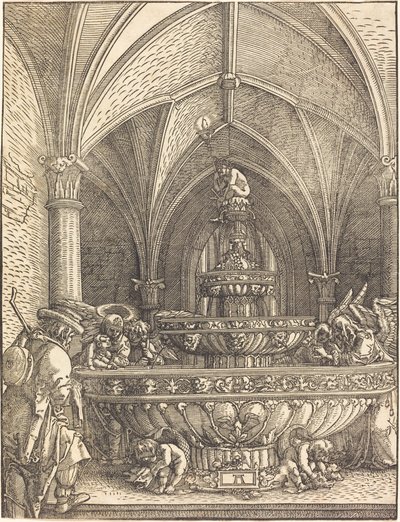 Vilan på flykten till Egypten vid en fontän av Albrecht Altdorfer