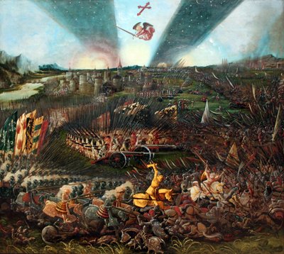 Karl den stores seger över avarerna nära Regensburg av Albrecht Altdorfer