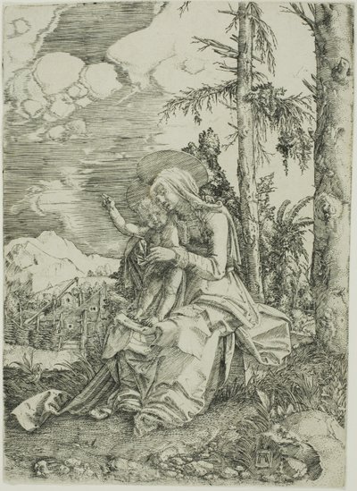 Jungfrun med det välsignande barnet i ett landskap av Albrecht Altdorfer