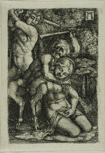 Två satyrer slåss om en nymf av Albrecht Altdorfer